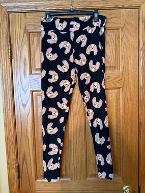 Lularoe Leggings with Peach Dog Print
